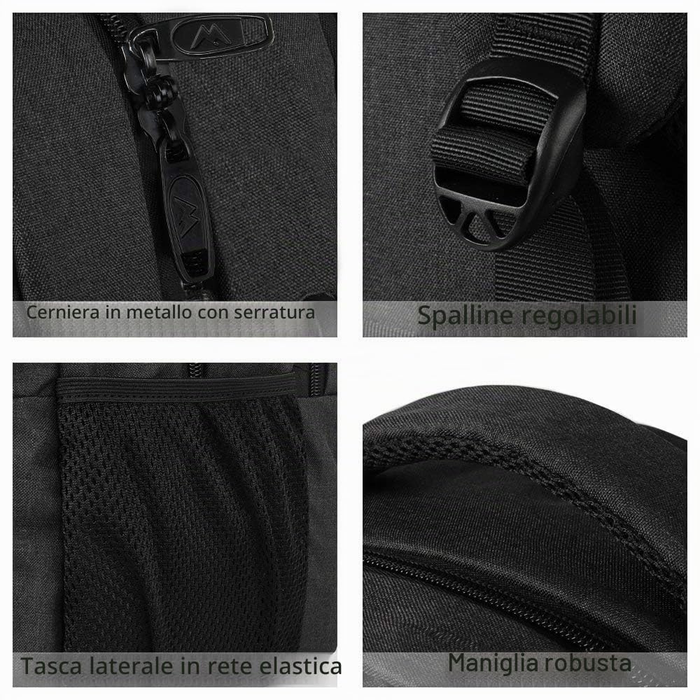 MATEIN Zaino Uomo 15.6 Pollici Porta PC Impermeabile Backpack Laptop Viaggio Nero