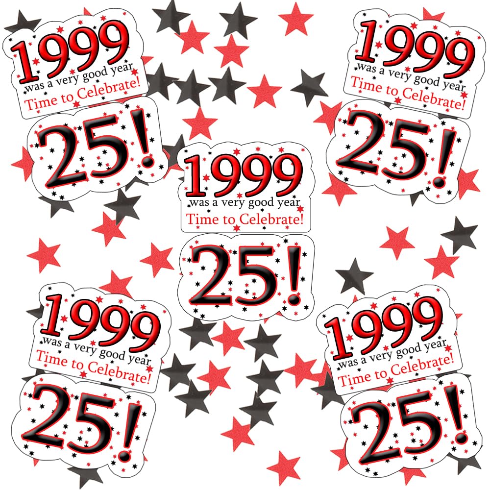 1999 25th Birthday deco-fetti (24 Piece Plus Metallic Confetti)