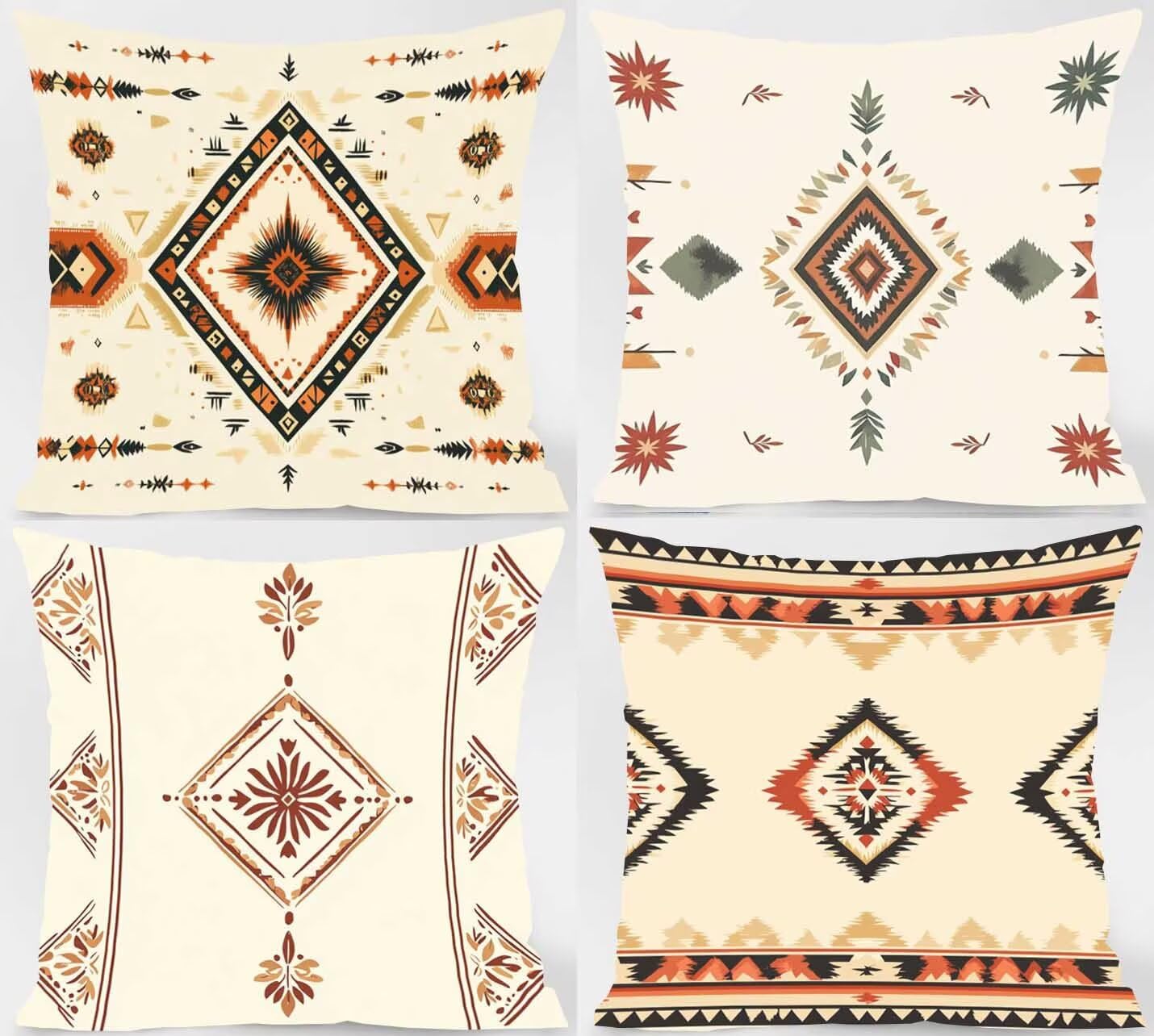 Juego de 4 fundas de cojín geométricas impermeables de 22 x 22 pulgadas, almohadas decorativas de doble cara para jardín, sofá, oficina, dormitorio, decoración del hogar, modelo 01869