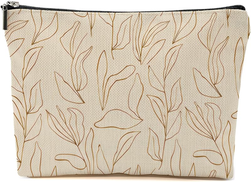 Necessaire de maquiagem Blue Leaves com estampa floral Boho, zíper, Multicolor 1581
