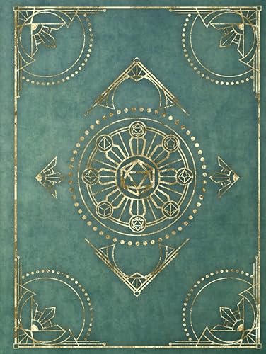 RPG Character Journal DnD 5e Character Sheets and Lined Paper Notebook Teal Art Deco Character, Campaign, and Spell Journal for Role Play Games