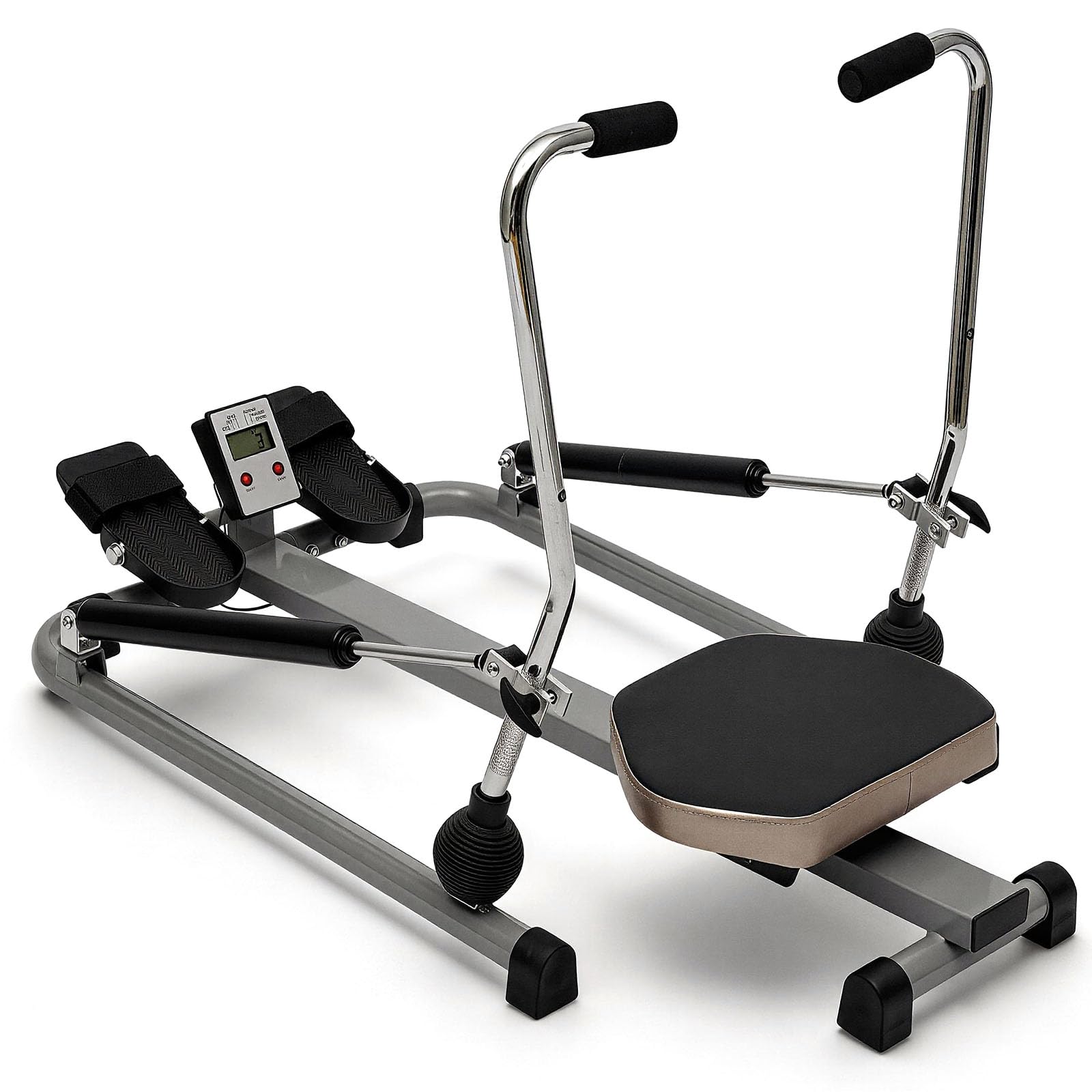 Rudergerät für Zuhause, Hydraulisches Fitness-Rudergerät mit Einstellbarer Widerstand und LCD-Display, Rudermaschine Trainingsgerät für das Ganzkörpertraining, 110×61×21 cm