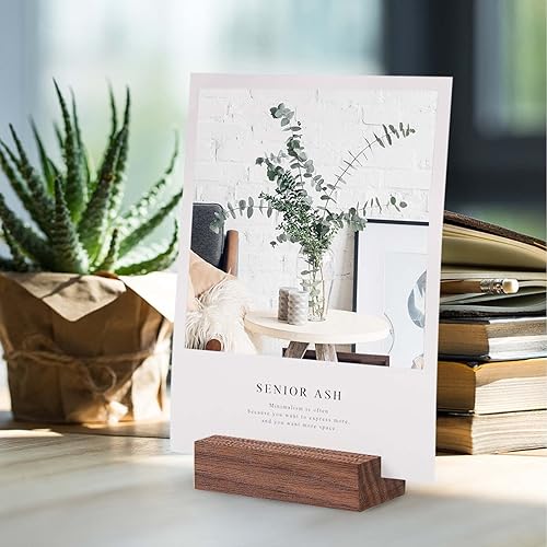 Miniatura 7 de Aboofx Paquete de 12 soportes de madera para tarjetas de lugar soportes de madera rústica de acrílico para letreros de números de mesa soportes de