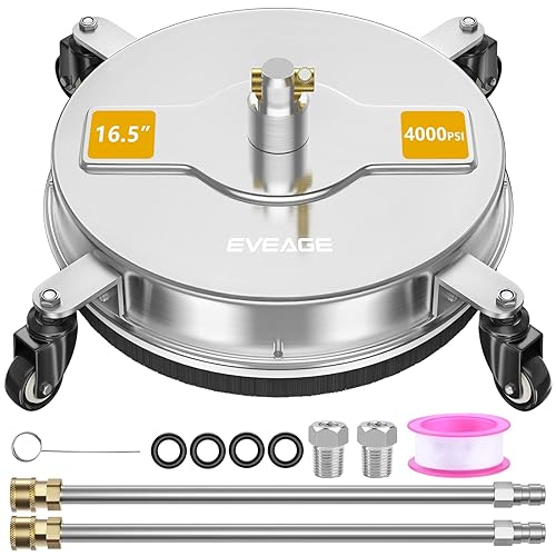 EVEAGE Limpiador de superficie de lavadora a presión de 16.5 pulgadas, limpiador de superficie de lavadora eléctrica con 2 varitas de extensión,