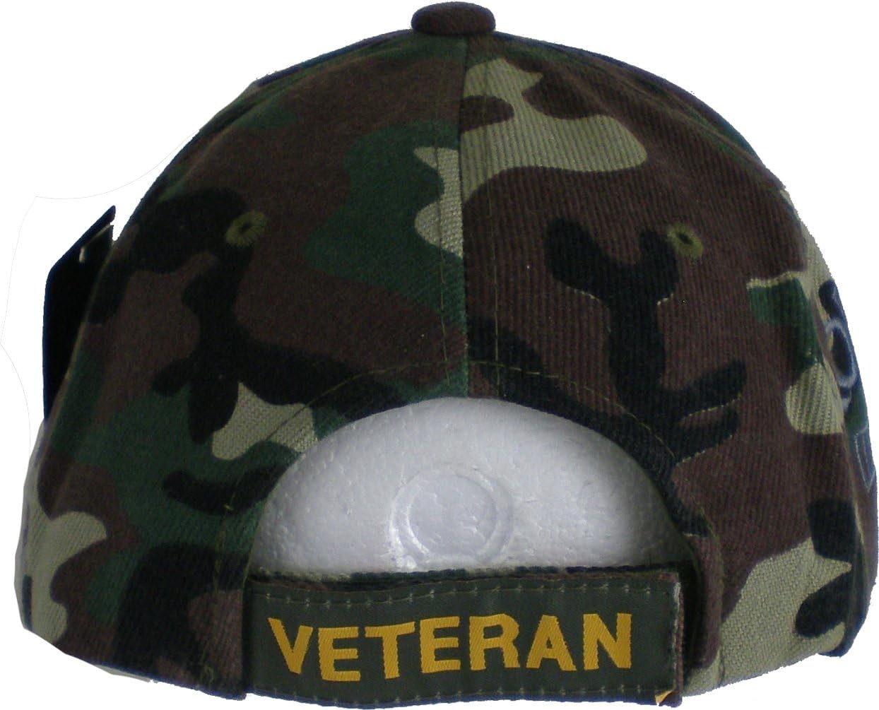 Korea-Vietnam War Veteran Ribbon Shadow Mens Cap [Baseball Cap - Woodland Camouflage - Adjustable] - ID#128010