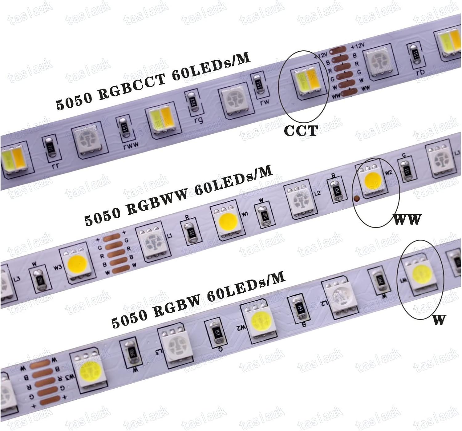 SMD 5050 RGB LED ストリップ 5M 300LED DC 12V 24V CCT RGBCCT RGBW RGBWW
