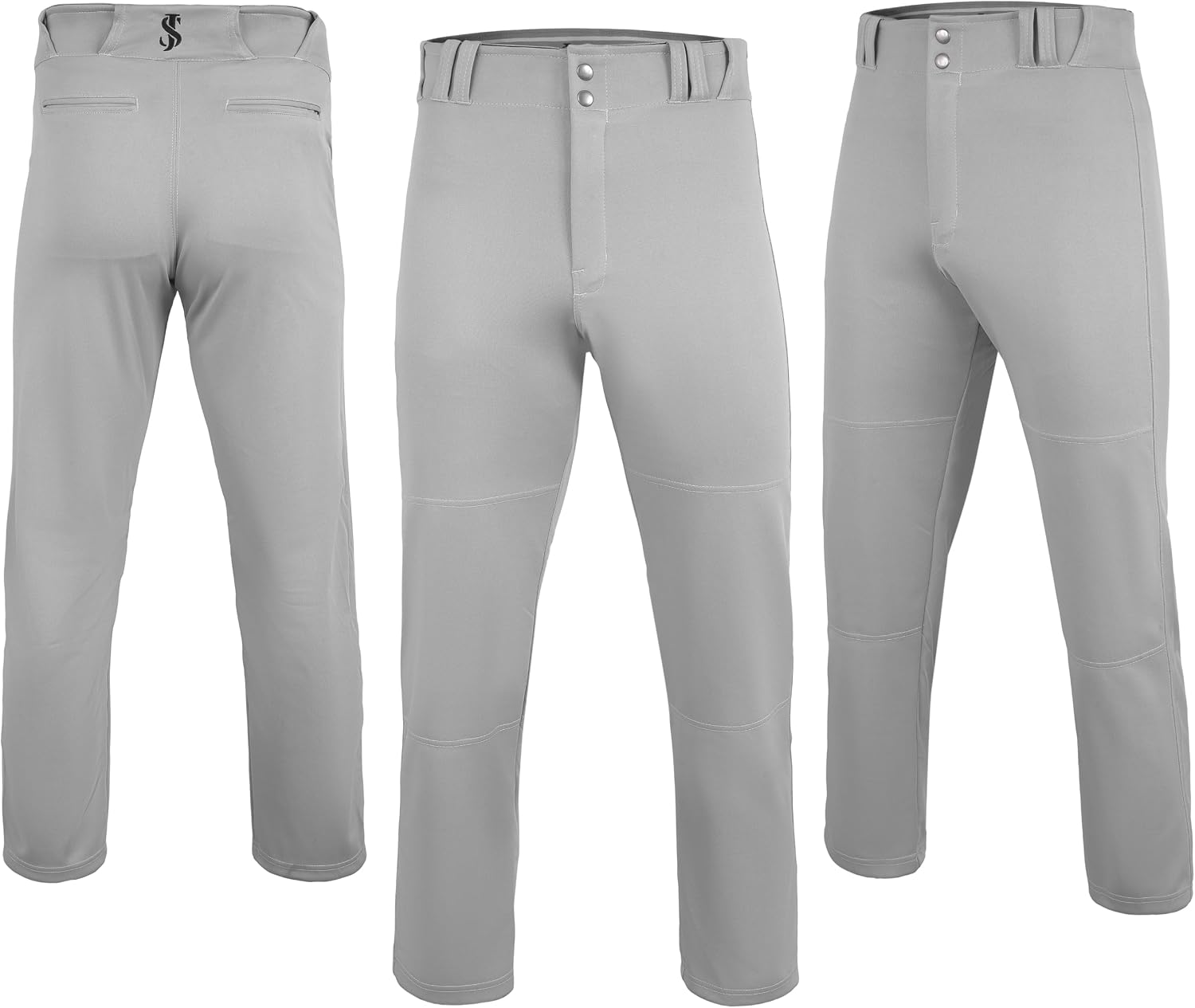 Youth Baseball Pants – Full-Length Boys Athletic Fit, Elastic Waistband with Loop, Sizes YXS–YXL (White, Black, Gray)