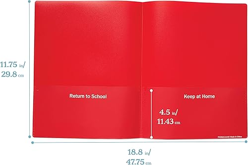 Miniatura 2 de ECR4Kids Carpeta de comunicación para padres y profesores de 2 bolsillos, suministros escolares, color rojo, 36 piezas