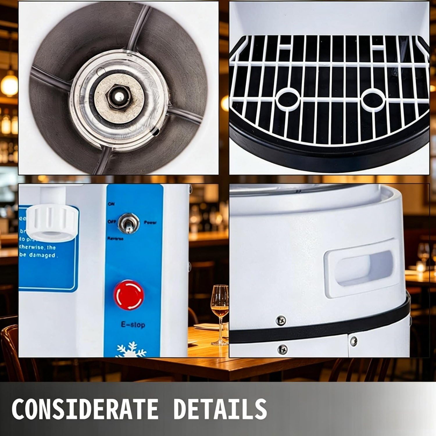 Trituradora de Hielo eléctrica con Cuchillas de Acero Inoxidable para triturar rápidamente Hielo, Ideal para granizados, cócteles, café Helado y para Uso doméstico en la Cocina.