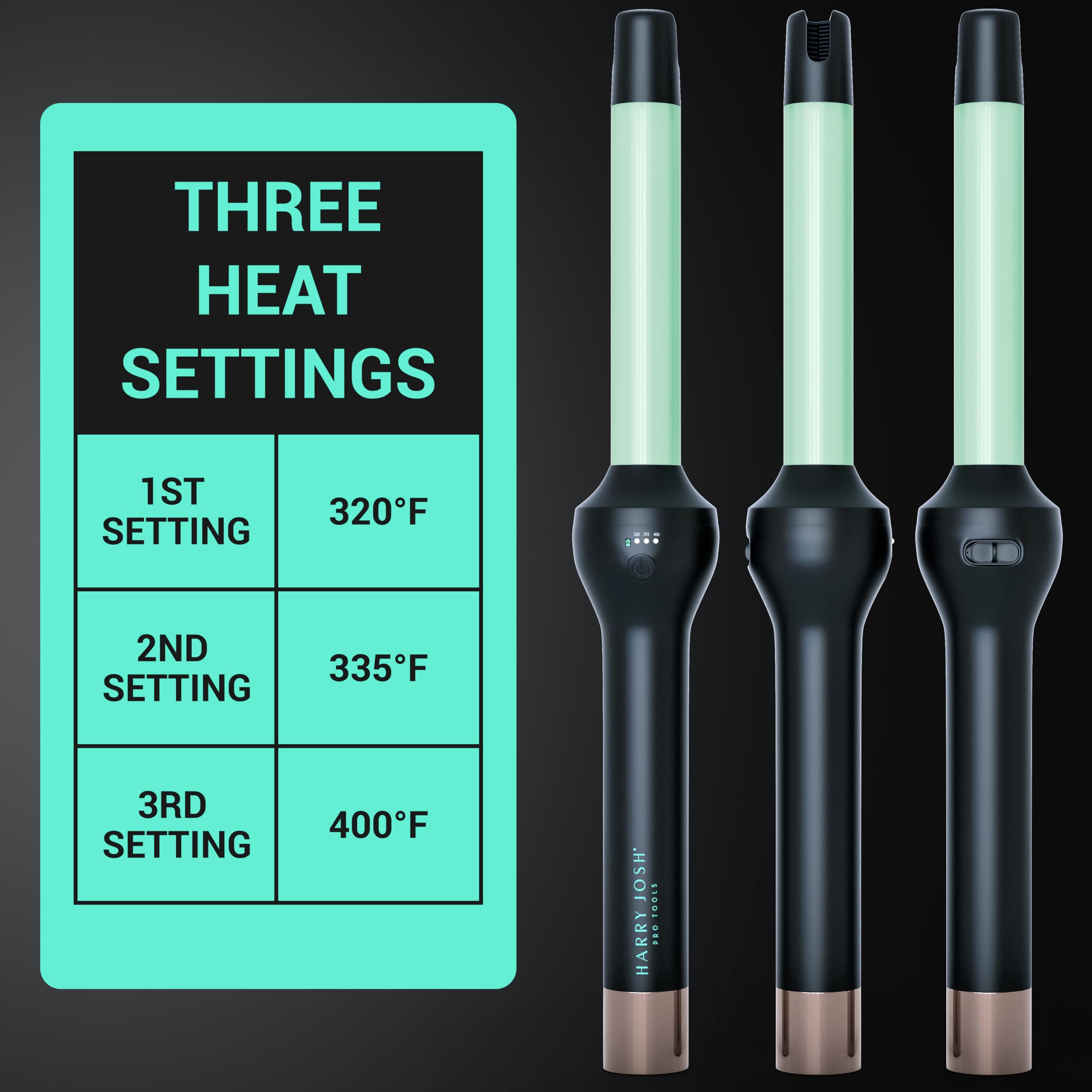 Harry Josh Mint and Black Ceramic Curling Iron Harry Josh® Pro Tools 3-in-1 Ceramic Marcel Curling Iron 1  main image 2