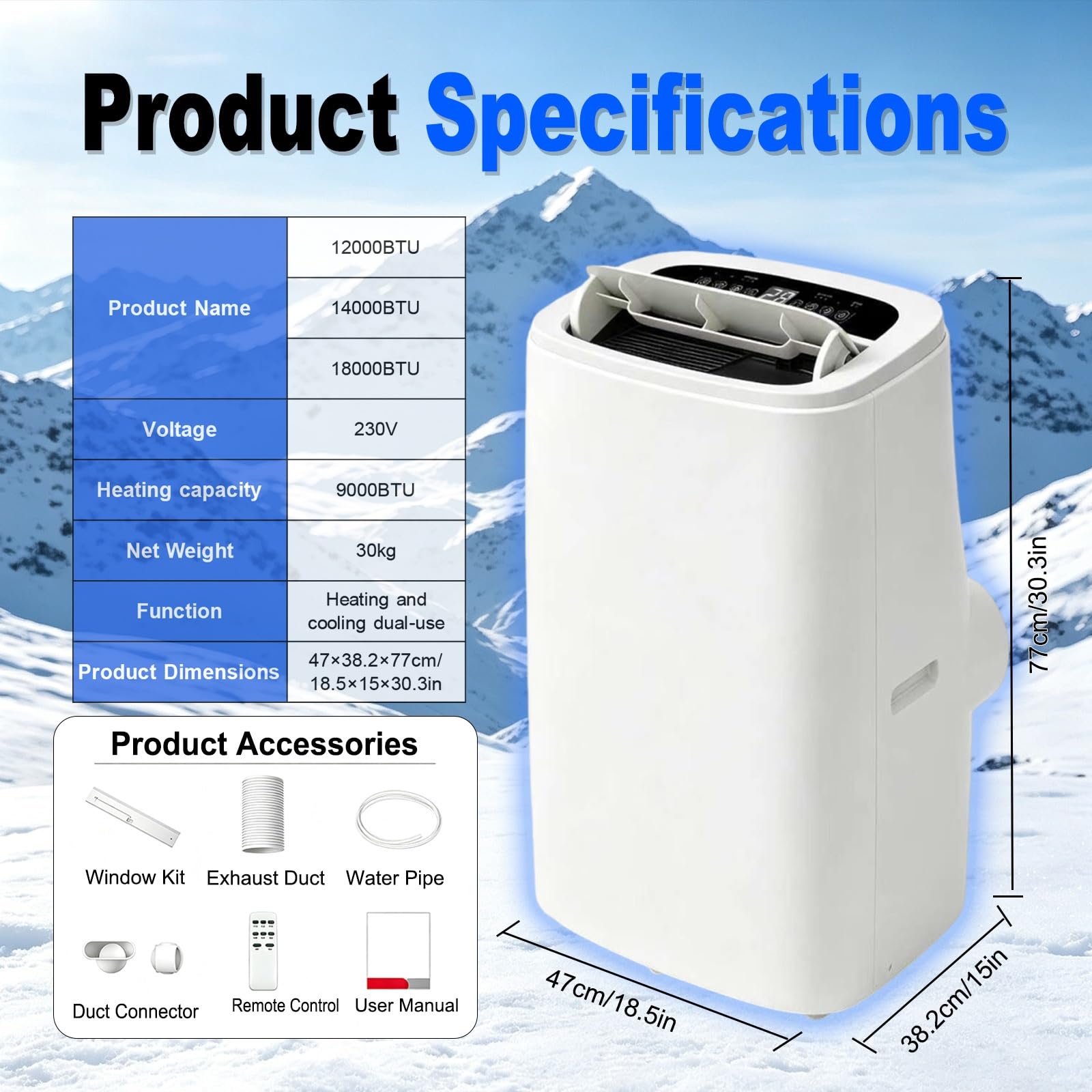 Condizionatore Economico a Basso Consumo | Condizionatore Economico Dotato di Evaporazione Automatica e Regolazione Precisa Della Temperatura(12000BTU)