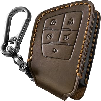 VULKIT Car Key Fob Cover, Leather Full Protection Key Case Shell, Compatible with 2022-2025 Chevy Silverado 1500 GMC Sierra 1500, 2024 2025 Silverado Sierra 2500HD 3500HD
