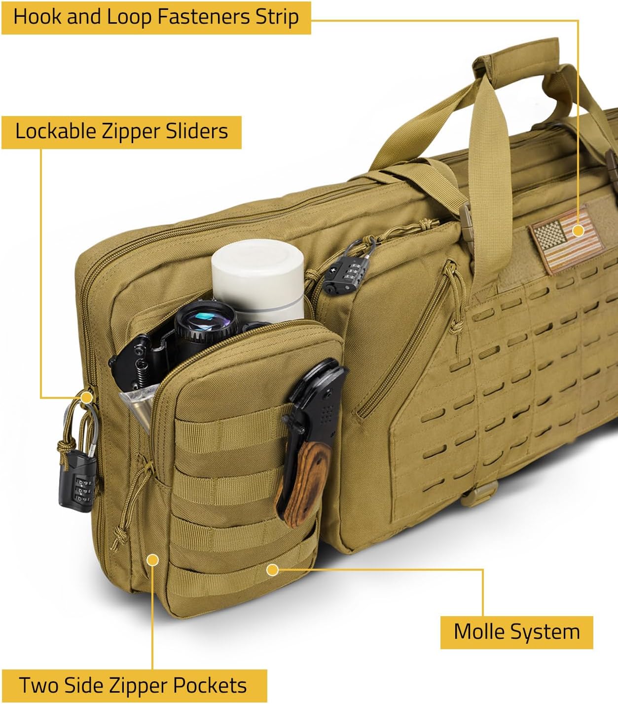 CVLIFE 36" 42" 46" Soft Rifle Case Double Long Gun Bag,with Lockable Zipper and Backpack Strap,Rifle Backpack Rifle Bag Gun Case for Outdoor Hunting Shooting Range - Image 4