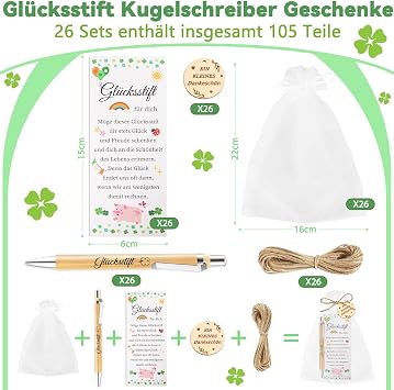 TUZELIYA 26 sets Lucky Pen Gifts Wooden for Colleagues Farewell Gift Colleagues Thank You Gift for Colleagues Teacher School Retirement