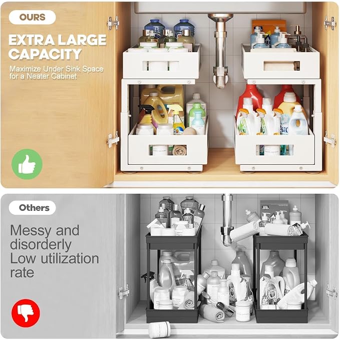 Organizador Bajo Fregadero 2 Niveles Blanco Metal miniatura 5