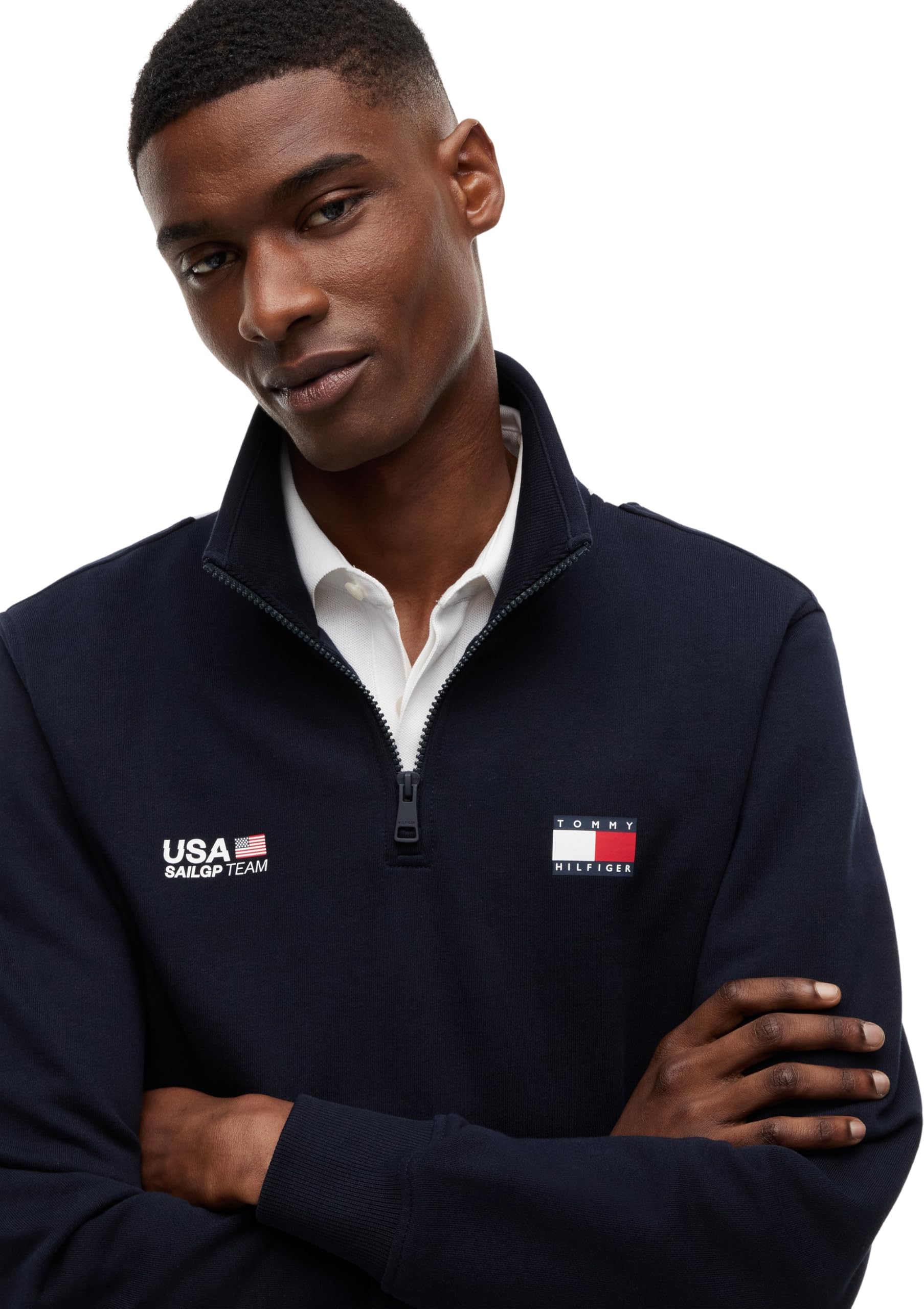 Tommy Hilfiger Us Sailgp Flag Half Zip Mw0mw44687 Sudadera con Media Cremallera Hombre
