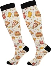 Blueangle Cute Cartoon Fast Food Compression Socks for Women Men, Knee High Best Support Circulation Socks for Running, Travel, Flight, Nurse（479）
