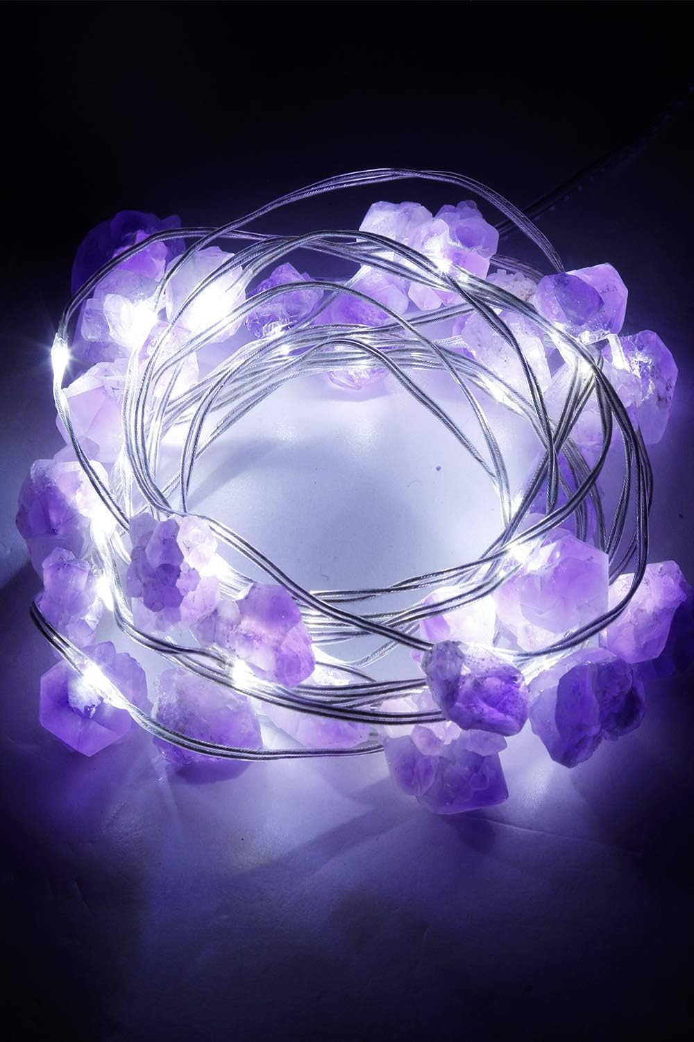 Vanthylit Amethyst LED String Lights 9.4ft 30LED Battery Operated Natural Raw Stones Christmas Decorations Lights for Indoor and Outdoor Decor