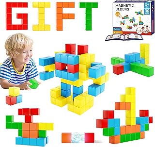 Magnetic Blocks 1.18 inch, Large Magnetic Cube Toy for Sensory STEM Education Preschool Magnet Toys for 3 4 5 6 Year Old Boys and Girls,Christmas Birthday Gifts for Kids Age 3+