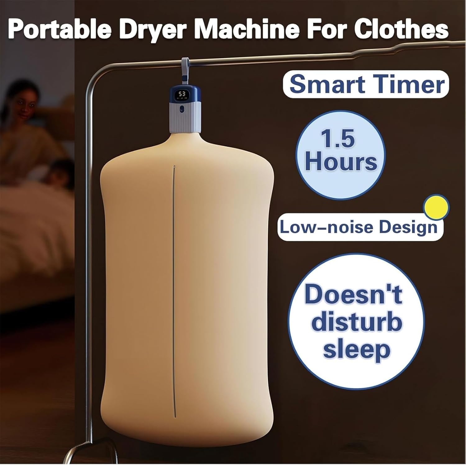 Portable Mini Clothes Dryer | Compact Laundry | Adjustable Timer | Fast Drying | Ideal For Apartments/Travel/Small Spaces | Underwear/Kid/Daily Garments