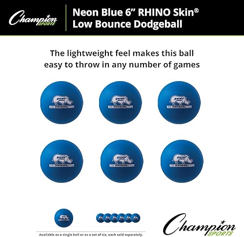 Miniatura 26 de Champion Sports Rhino Skin - Juegos de bolas de dodgeball de rebote bajo y individuales para juegos de juegos infantiles, PE, patio trasero y liga