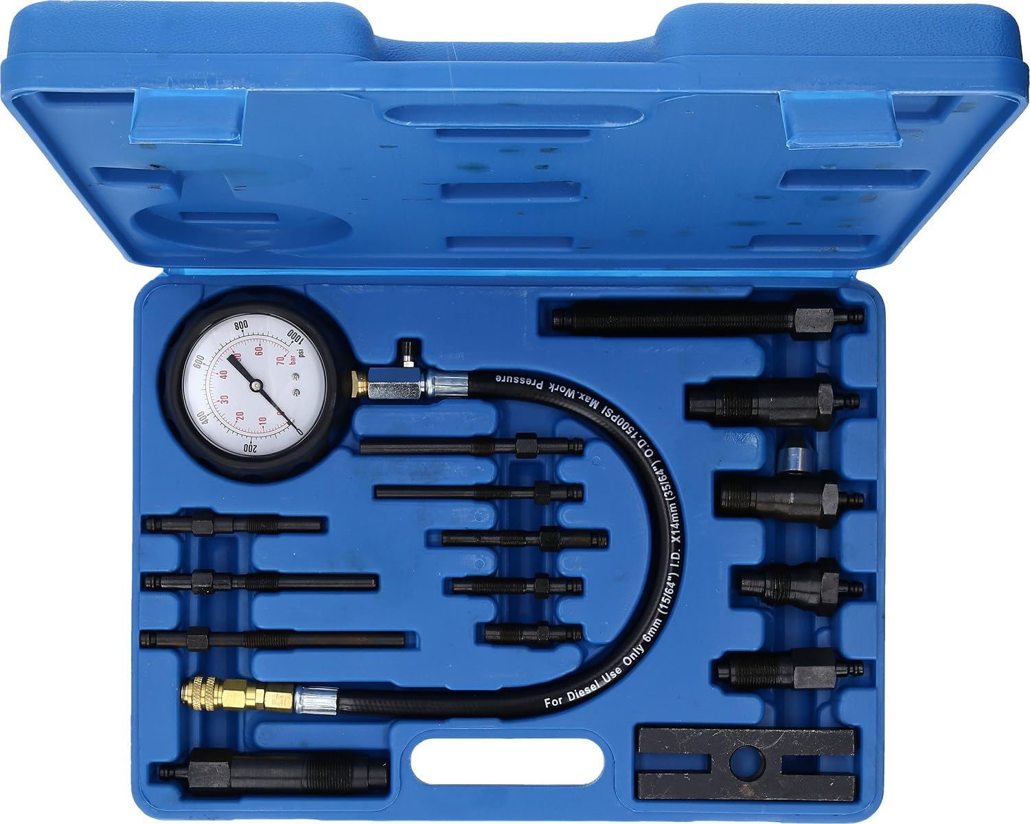 BRILLIANT TOOLS BT581000 Juego de comprobador de compresión para motores diésel, 18 pzs [Powered by KS TOOLS]