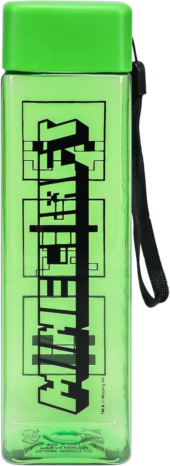 Minecraft Square Travel Plastic Water Bottle With Wrist Strap | 500ml (17 fl oz) - Image 3