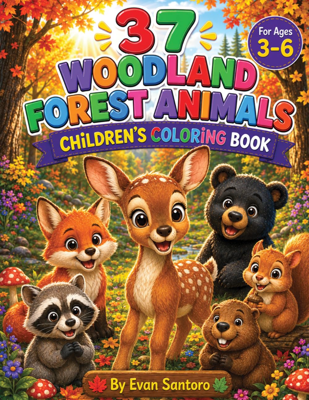 37 Woodland Forest Animals – Children's Coloring Book: Fun and Easy Woodland Animal Coloring Pages for Kids Ages 3–6 Featuring Foxes, Deer, Bears, Squirrels, Rabbits, and More Forest Friends