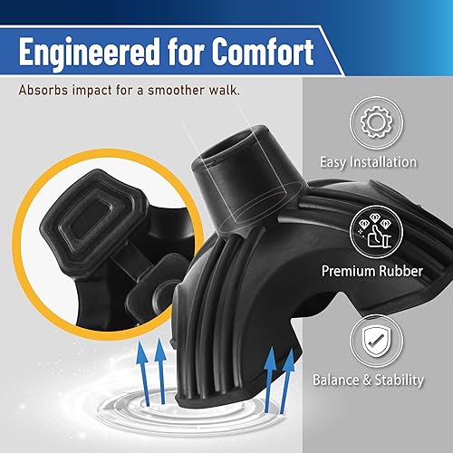 Miniatura 7 de TREKOLOGY Punta de bastón para caminar  Reemplazo de base cuádruple de pie para la mayoría de bastones para caminar, bastones plegables, cañas de