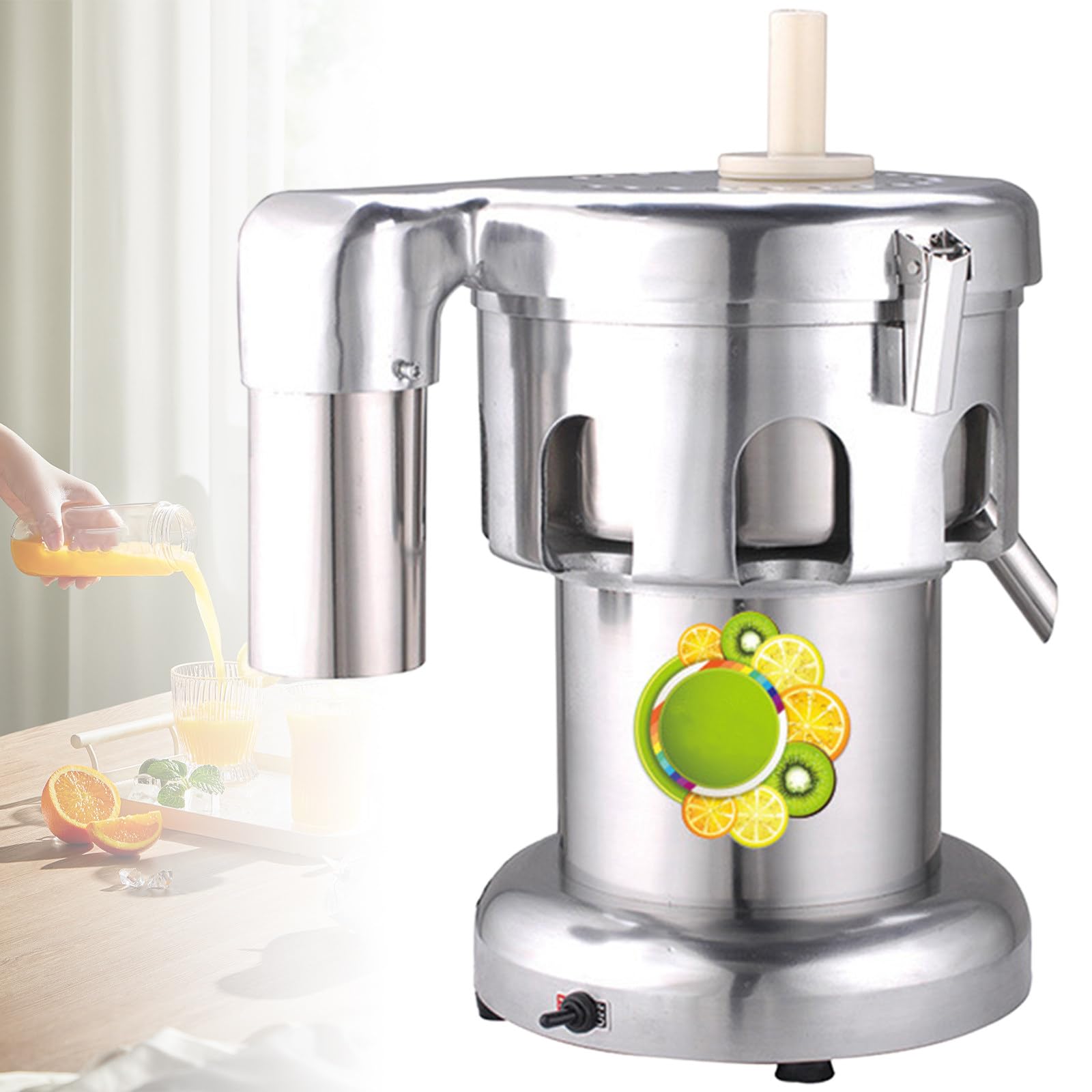 Extracteur de jus centrifuge Robuste en Acier Inoxydable pour Usage Domestique et Professionnel, Silencieux, séparation Efficace du jus et des résidus.