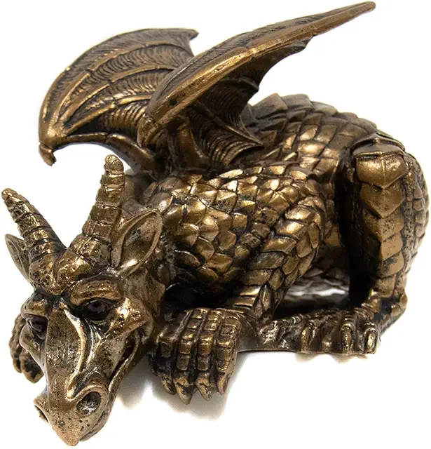 Antique Bronze Dragon Figurine - Handmade Resin Collectible Sculpture