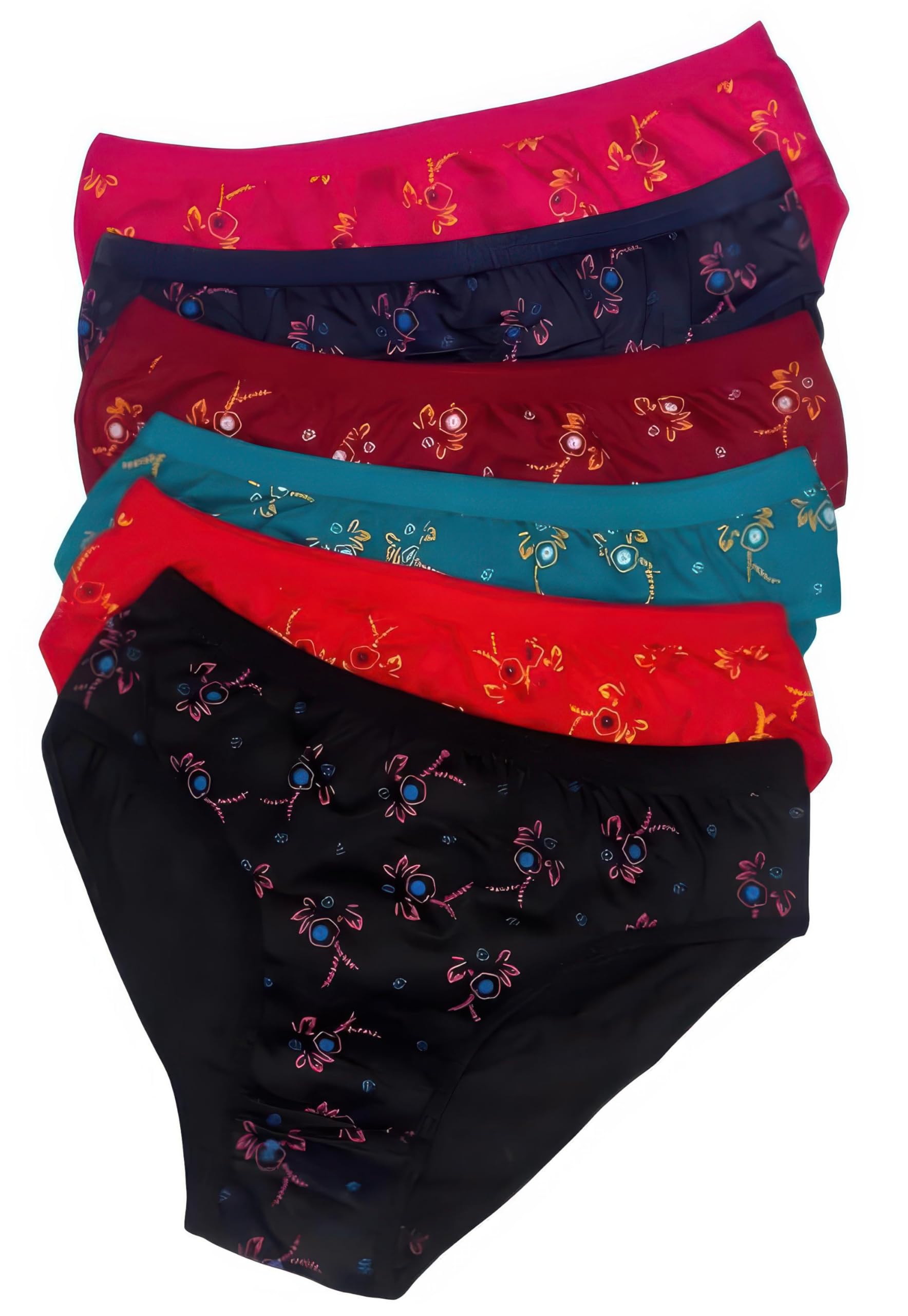 Women's Floral Print Breathable Lightweight Cotton Bikini Panties, Multicolor Pack of 3 and 6-picture-35