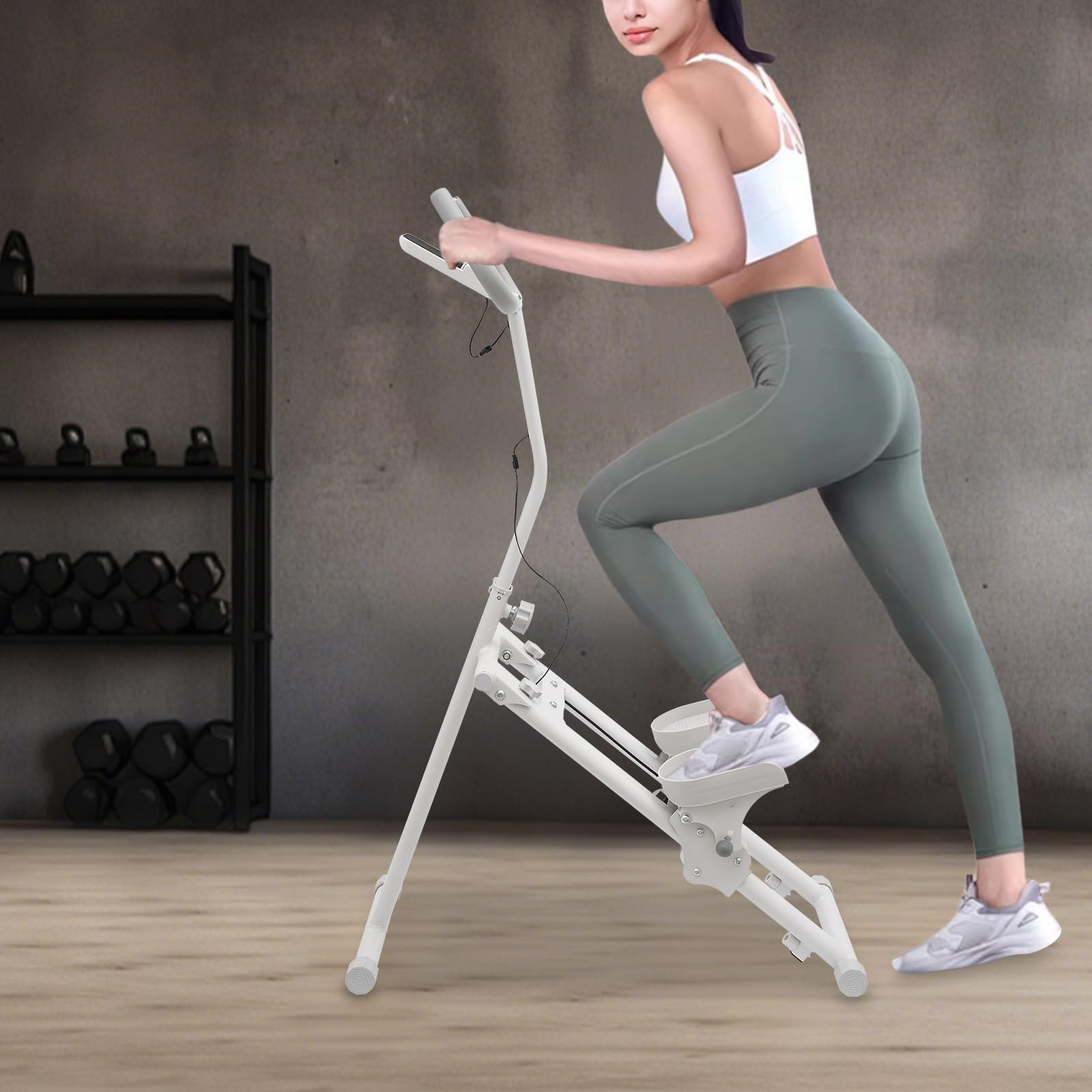 Stepper maszyna do wspinaczki, sprzęt fitness z ekranem, składany sprzęt sportowy, regulowana wysokość, trzy poziomy oporu i cztery kąty pedałów, do treningu całego ciała