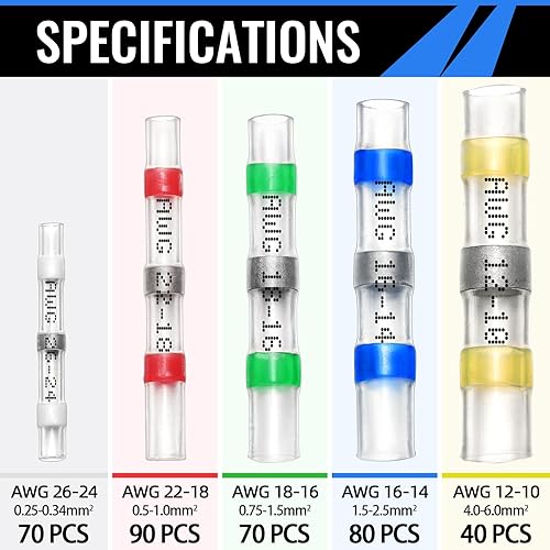 Miniatura 2 de 350 conectores de alambre de sello de soldadura, conector de extremo termorretráctil autosoldante, manga de soldadura, aislamiento impermeable,