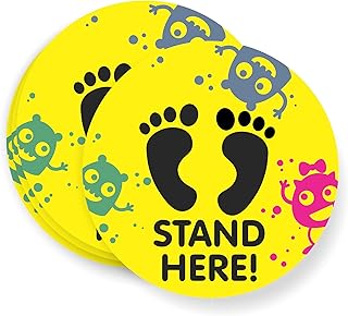 Social distancing floor decals for kids, Day Care, Elementary School, Summer Camp, Floor Sticker 6 feet (FOR HARD FLOOR)