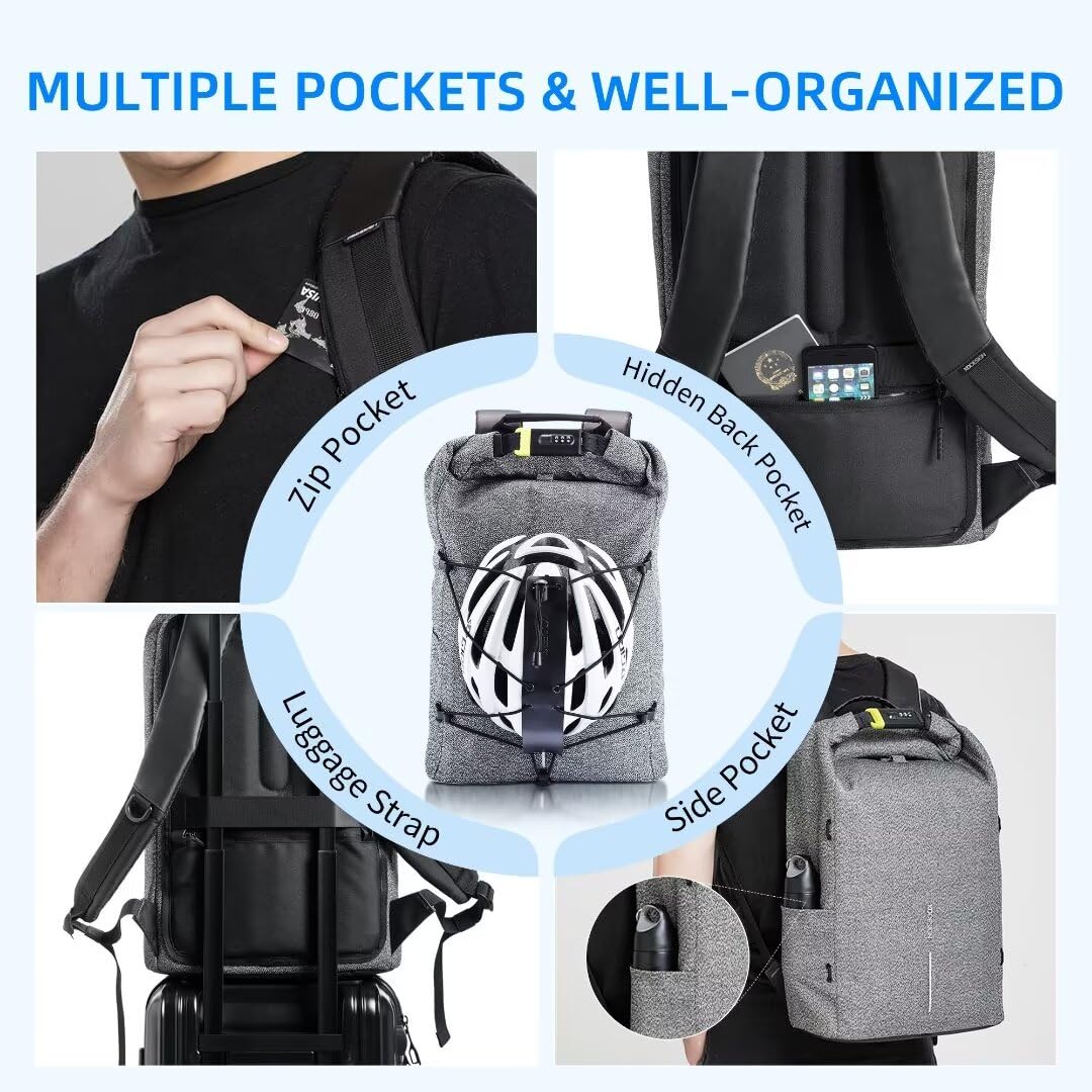 XDDesign Rolltop Backpack Bobby Urban Anti-Theft Laptop Backpack 22Lwith 15.6 laptop 12.9 Table compartment | Cut Proof | Water Repellent Travel Backpack for Women Men product thumbnail 6