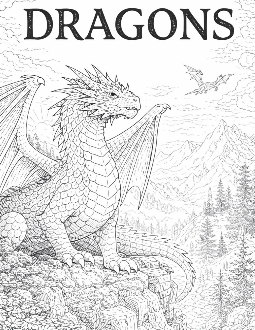 Dark Fantasy Dragon Coloring Book for Adults: 30 Sea Monsters, Leviathans and Abyss Creatures: Stress Relief Coloring Book Featuring Detailed Ocean Monsters and Dark Mythical Creatures