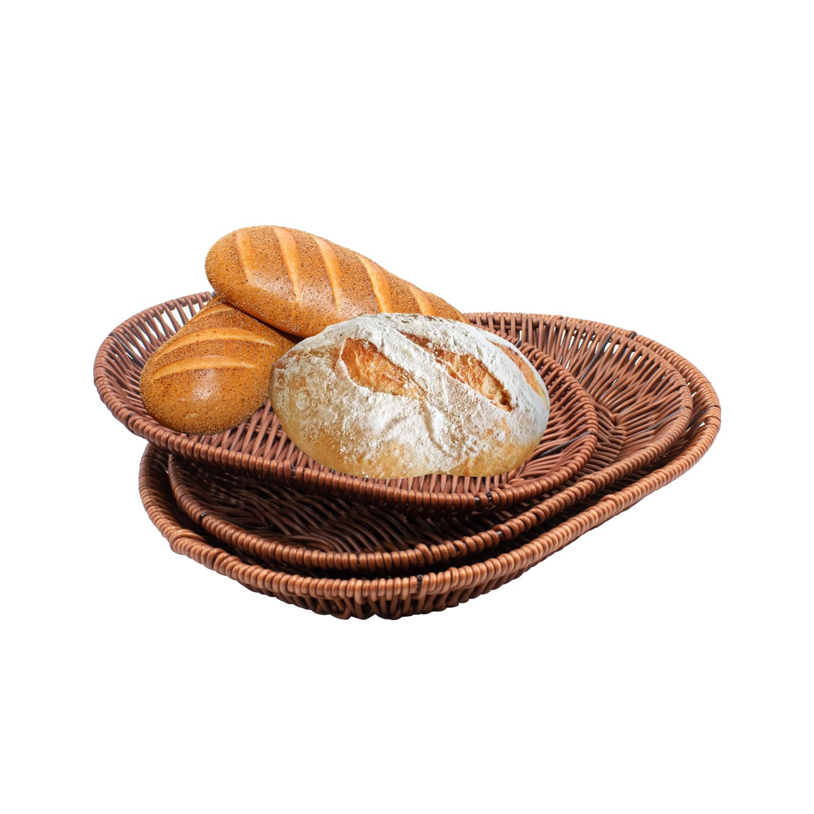 3 Stück Brötchenkorb Ovaler Brotkorb Geflochten Servierkörbe