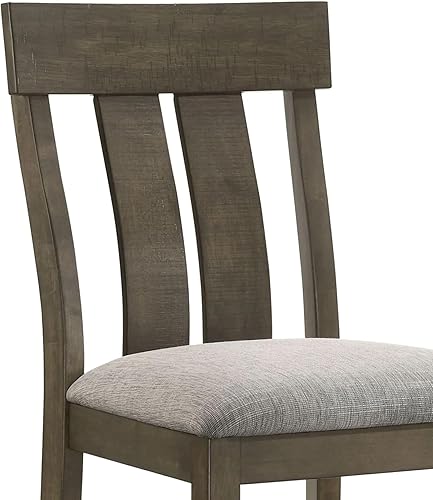 Miniatura 3 de Juego de 2 sillas de comedor de altura de mostrador, asientos de tela con respaldo de listones para juegos de mesa y sillas de cocina, madera