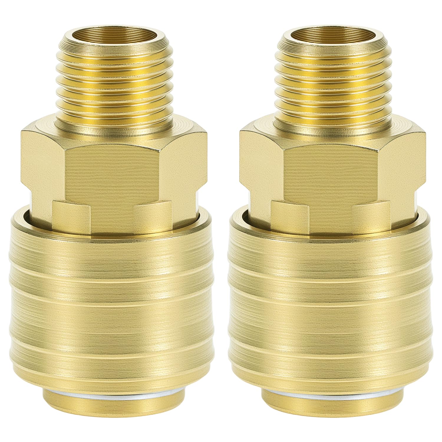 Qwork Women's Brass Qwork® 2Pcs Euro Airline Hose Connector Kit - 1/2" Bsp Air Coupler Plug For Air Compressors