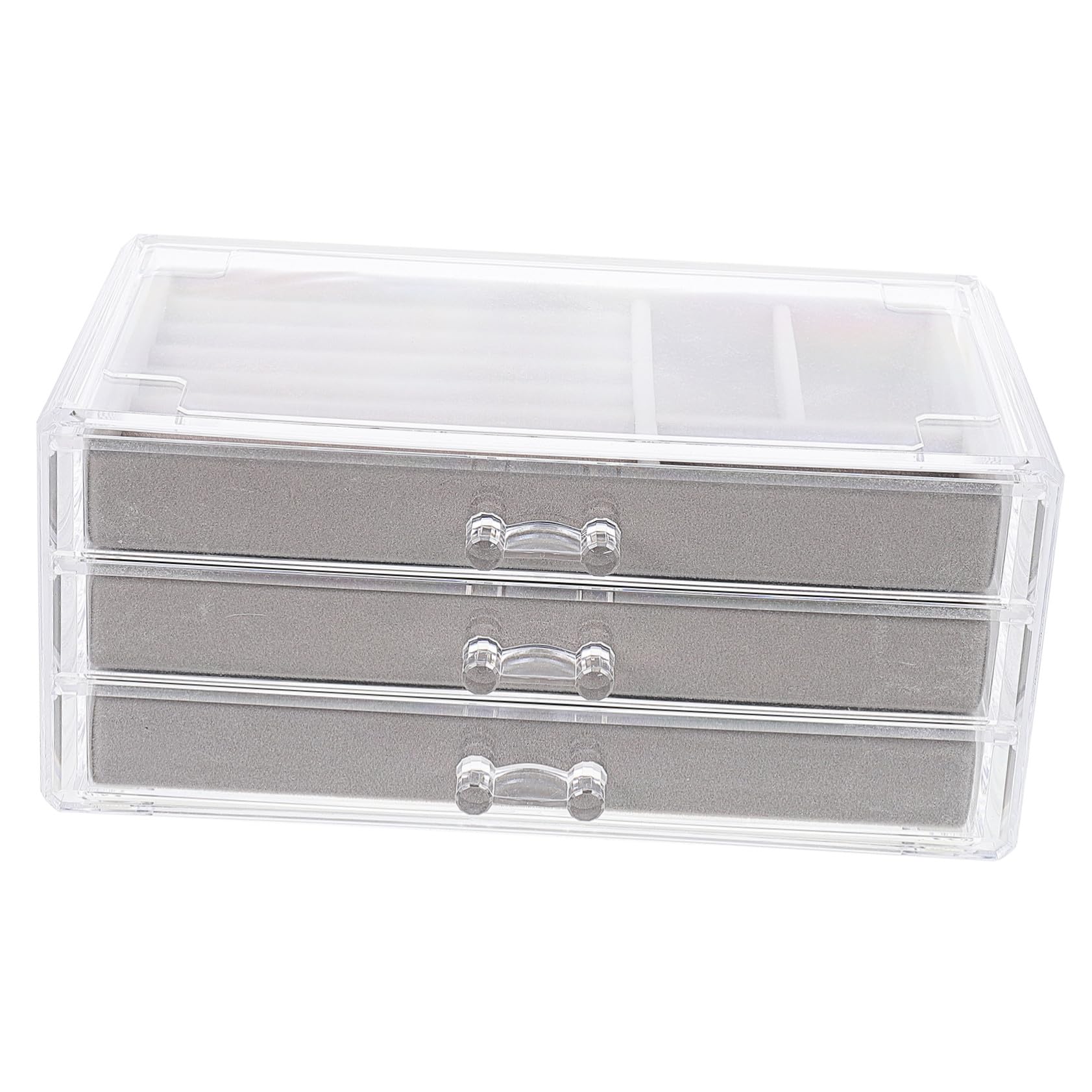 FRCOLOR Scatola Organizer per Gioielli da Armadio Multiuso 3 Cassetti Divisori in Plastica Salvaspazio per Piccoli Oggetti e Accessori in Camera da Letto