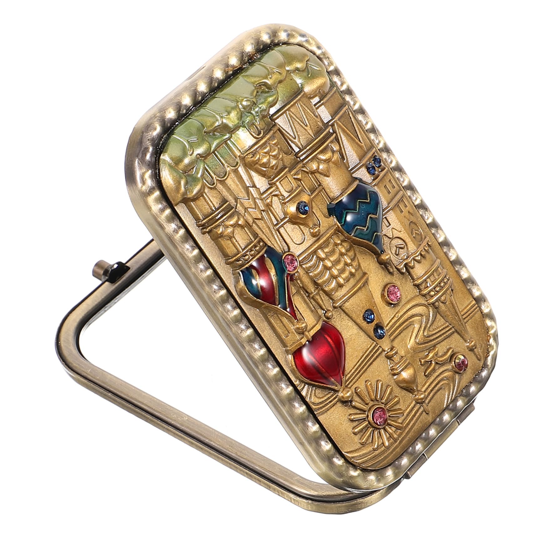 BESTYASH 4 Pezzi specchio cosmetico piccolo specchio ingrandimento mini da borsa compatto Trucco Fare specchietto pieghevole retrò tenuto in mano Metallo