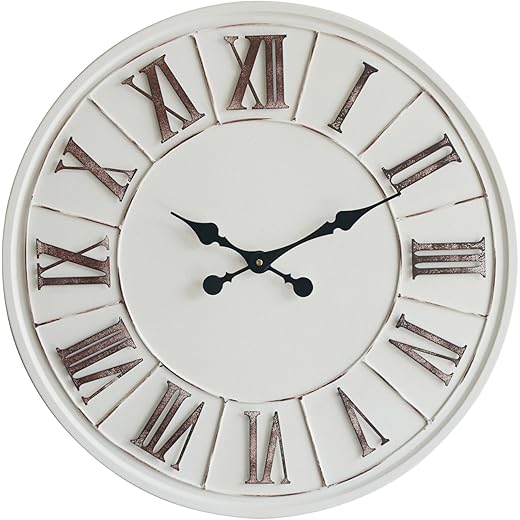 24 Rustic White Roman Numeral Clock