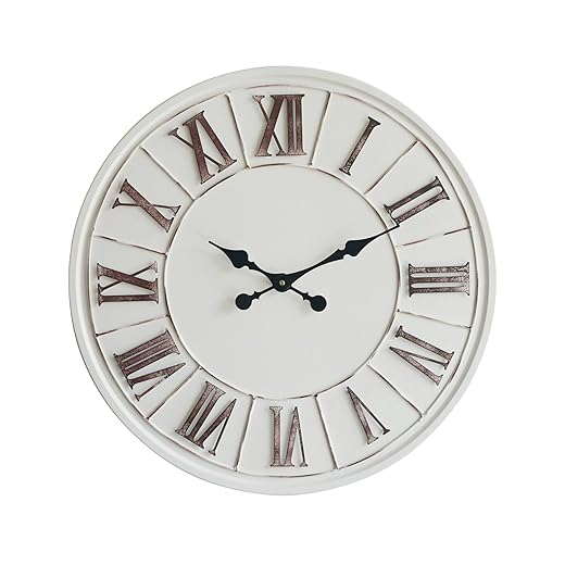 24" Rustic White Roman Numeral Clock