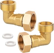 Pack of 2 Brass Movable Screw Connections, 1 Inch Female x AG 90 Degree Bend, G1 Inch Brass Angle 90°, DN 25 Pipe Angle Elbow, Thread Fitting, for Water Installations and Central Heating Systems | 1" IG x AG Messing Winkel 90°, DN 25 Rohrwinkel Bogen, Gew