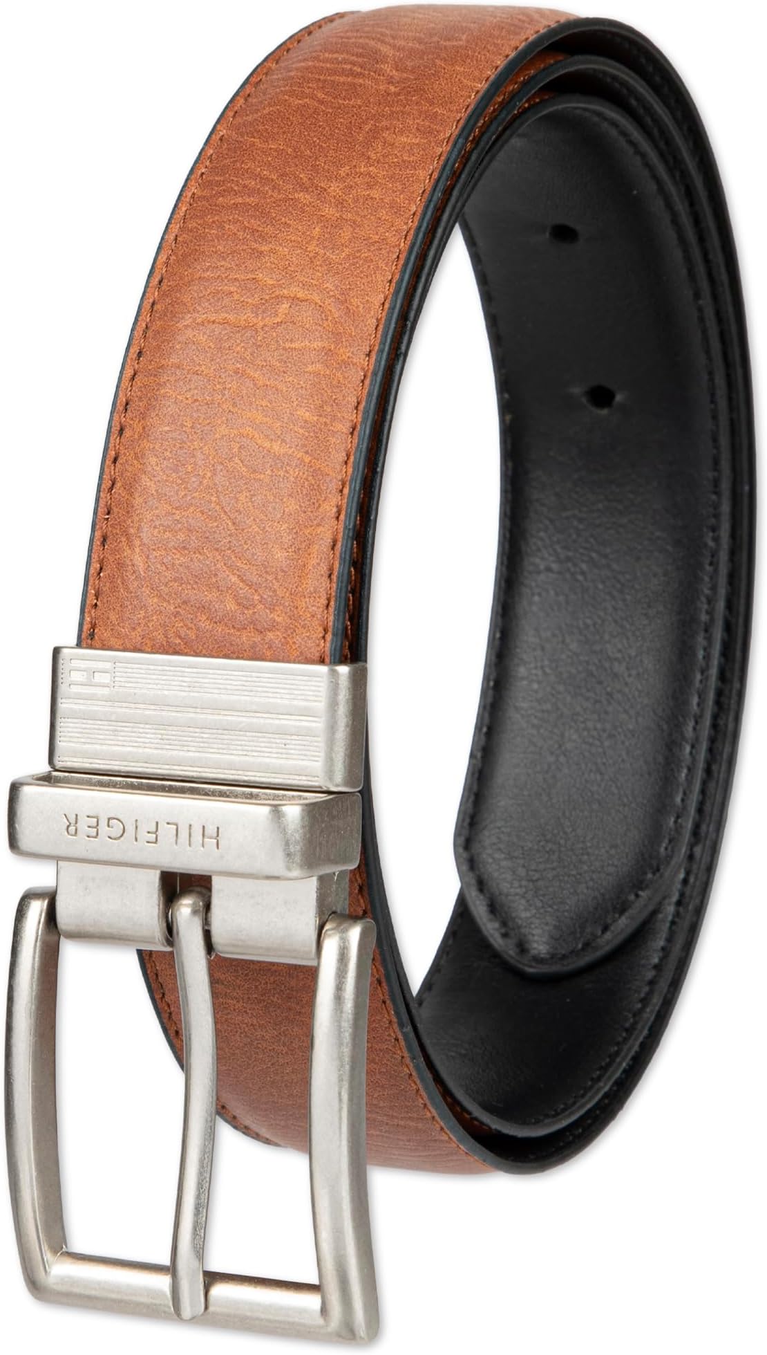 Men's Reversible Leather Belt, 2‑in‑1 Design for Dress Or Casual Wear