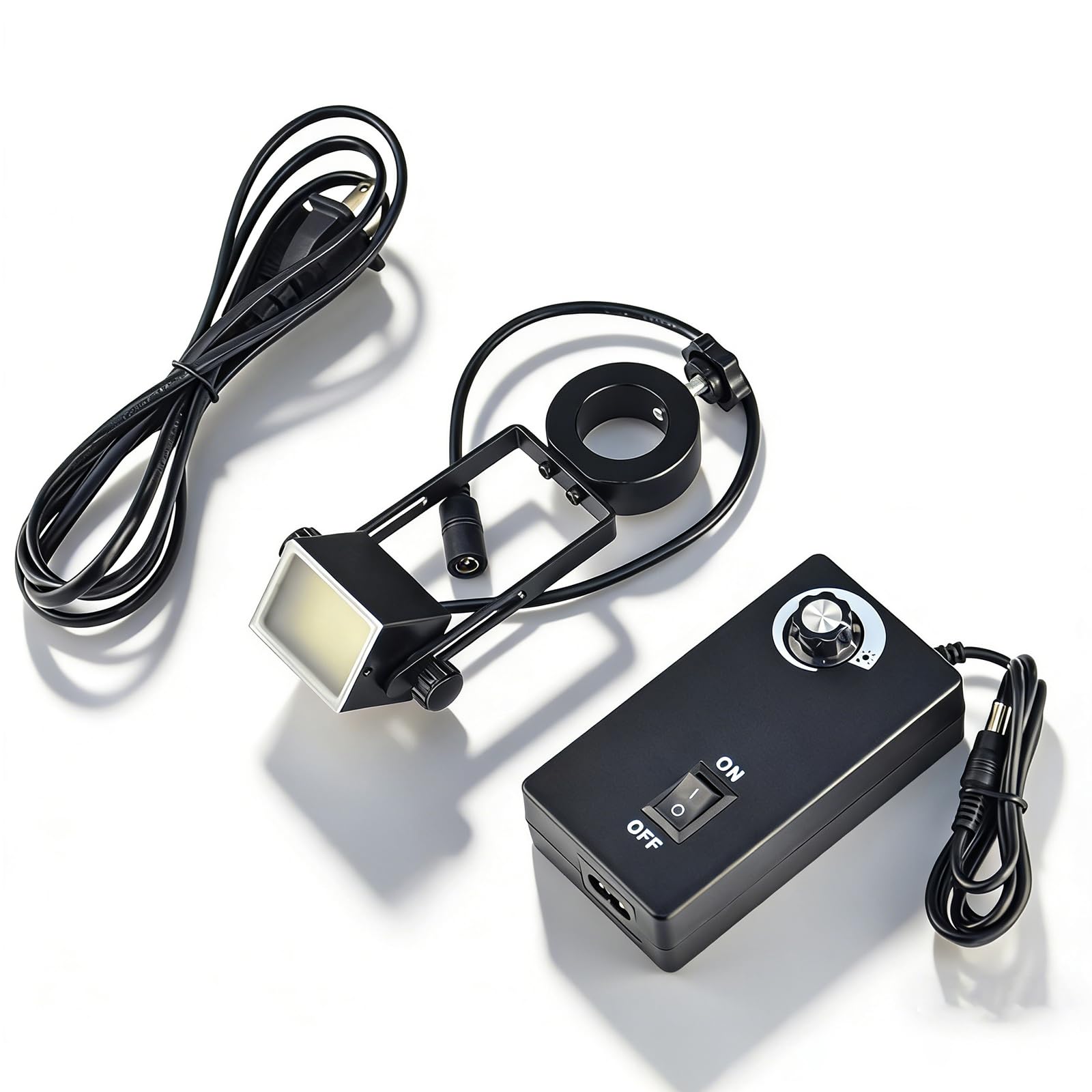 Fuente de luz LED para microscopio, iluminadores de luz para microscopio, diámetro de Montaje 25/32 mm, Rango de Ajuste 0-100% Ajustable, para microscopios, cámaras y Mini tornos