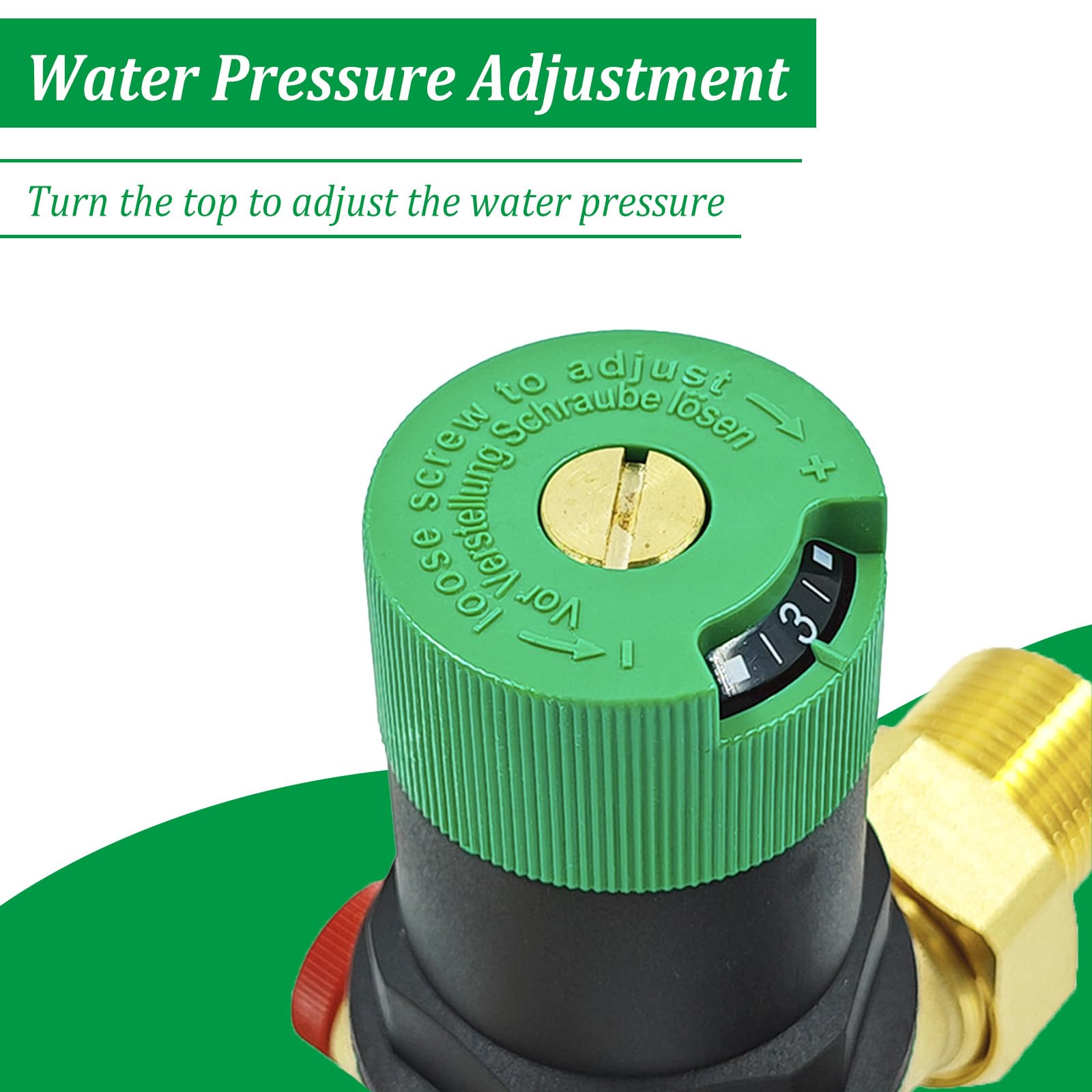 Réducteur de pression d'eau 1/2", filtre de rinçage avec réducteur de pression, valve de réduction de pression d'eau avec manomètre en laiton pour filtrer les impuretés dans l'eau