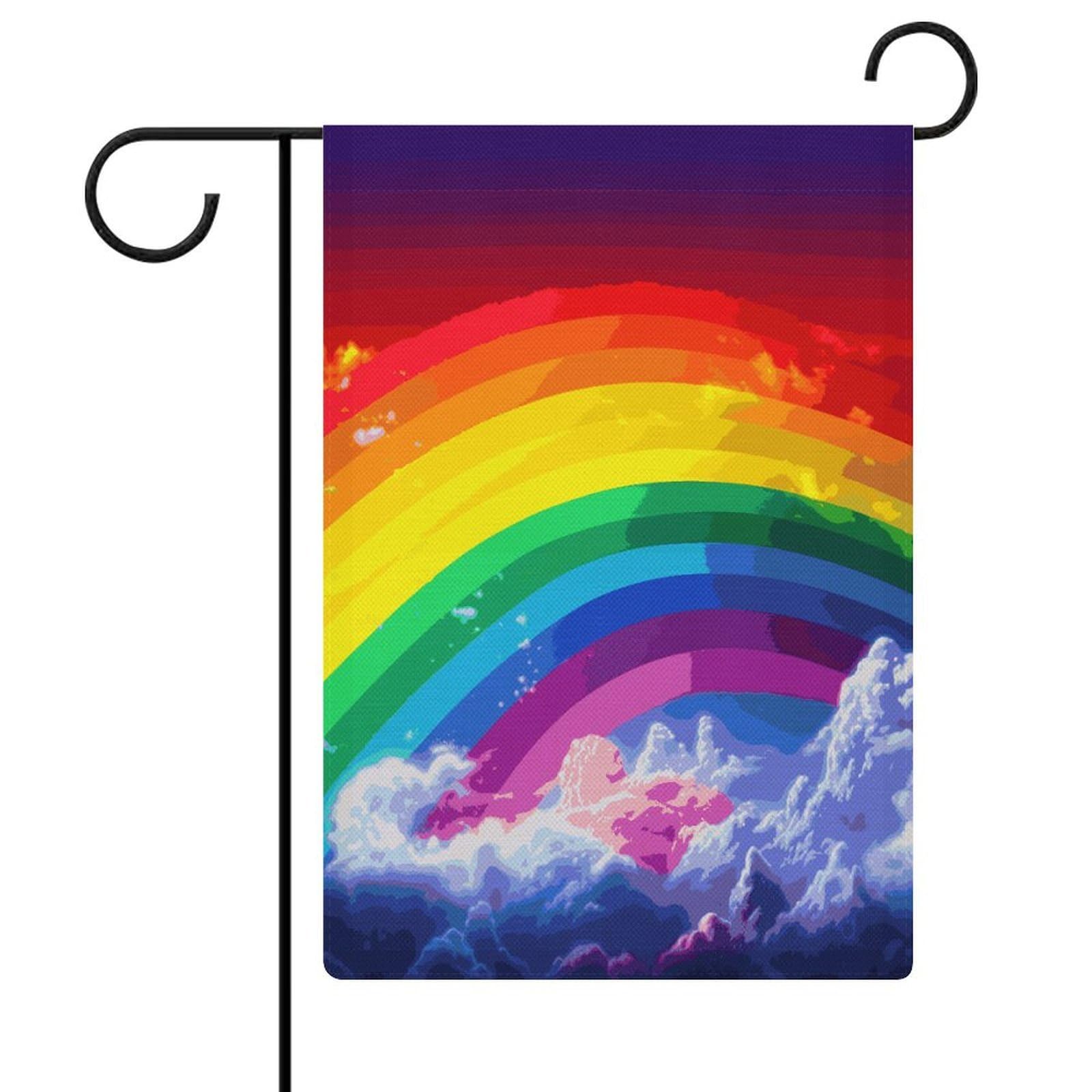 Banderas de jardín decorativas de arco iris y resistentes a las arrugas para patio de verano