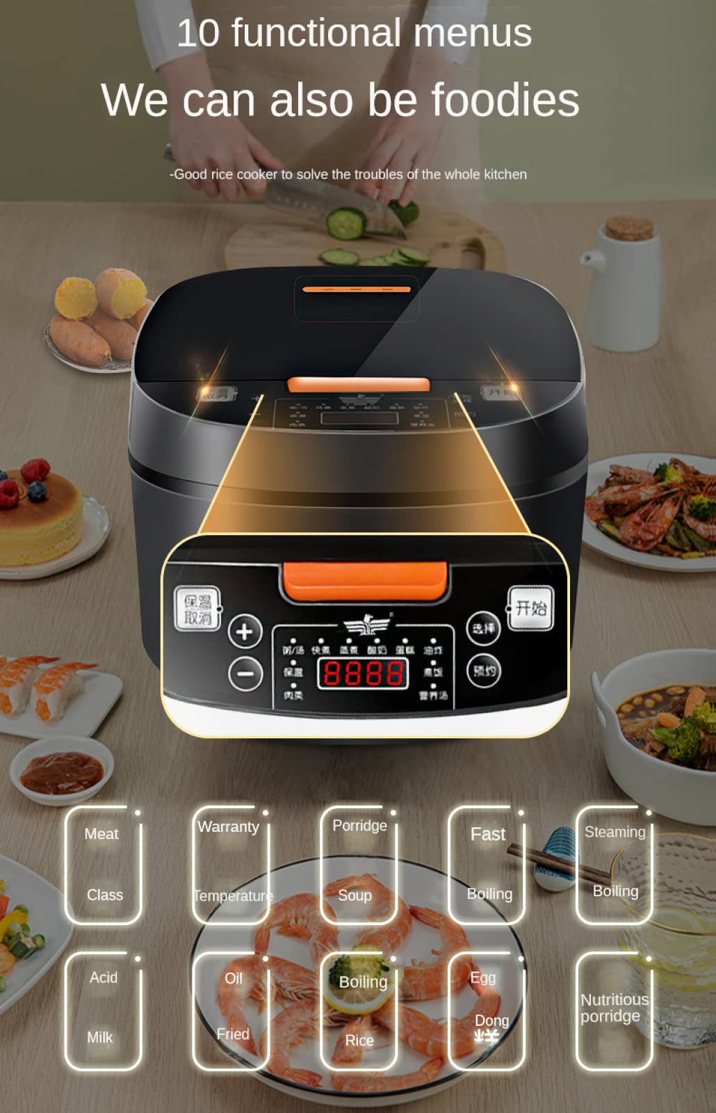 Olla arrocera 8 Tazas sin cocer, 5L arrocera, arrocera portátil para 2-10 Personas, arrocera, multicocina para arroz Integral, arroz Blanco, quinua